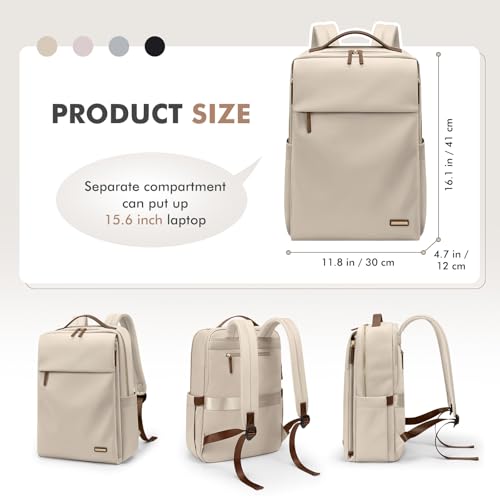GOLF SUPAGS Travel Laptop Backpack for Women Airline Approved for Work College Travel Multi-Functional Casual Daypack Teacher Nurse Bags Fits 15.6 Inch Notebook (Apricot) - color: Apricot