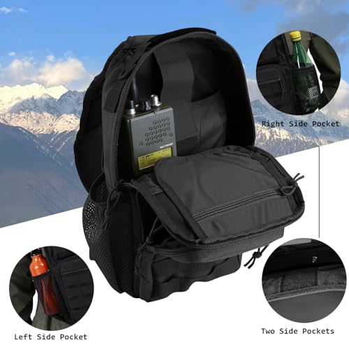 Rover Sling Pack Tactical Shoulder Sling Bag Backpack with Bottle Holder Crossbody Chest Bag, Black with Grey Patch - color: Black With Grey Patch