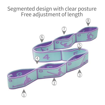 Adjustable Stretch Strap for Kids, 8-Loop Elastic Resistance Band for Children Gymnastics, Ballet Dance, Yoga, Stuff，Pilates & Flexibility Training, Home Exercise Equipment for Girls - color: Blue
