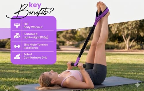 Premium Resistance Bands with Handles, 75LBS Heavy Duty Exercise Pedal Band for Full Body Workout, Legs and Arms Training, Pull Up Assistance Gym Equipment, Home Pilates Board Tool