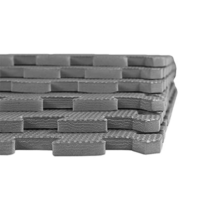 Xspec 3/8" Thick 100 sq. ft. (25 pcs) Gym EVA Foam Floor Mats (24" x 24") | T Pattern, Charcoal Grey - style: T Pattern-Grey