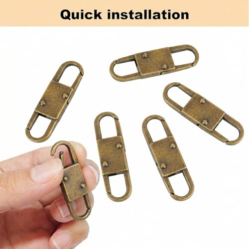 MILAKE 10 Pcs Premium Anti-Theft Zipper Lock, Small Clips for Bags, Backpacks, Purses, Luggage, Zipper Pull Replacement, Durable Multi-Color Set for Travelers, Hikers, and Daily Commuters (Bronze) - color: bronze