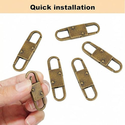 MILAKE 10 Pcs Premium Anti-Theft Zipper Lock, Small Clips for Bags, Backpacks, Purses, Luggage, Zipper Pull Replacement, Durable Multi-Color Set for Travelers, Hikers, and Daily Commuters (Bronze) - color: bronze