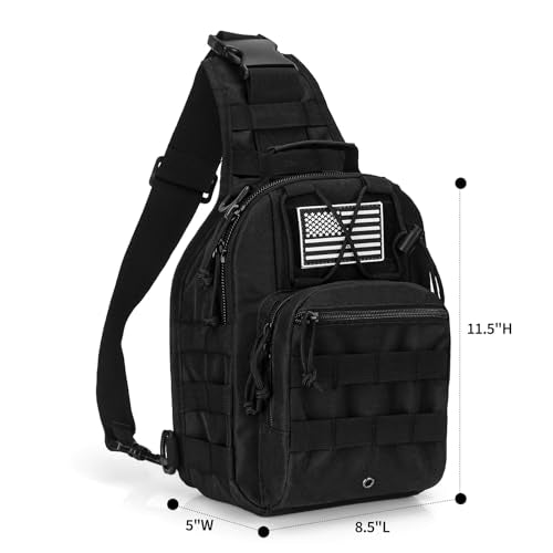 First Aid Sling Backpack - EMS Equipment Emergency Medical Supplies Tactical Range Shoulder Molle Bag - Heavy Duty Sports Outdoor Rescue Pack - Perfect for Camping Hiking Trekking-Black - color: Black