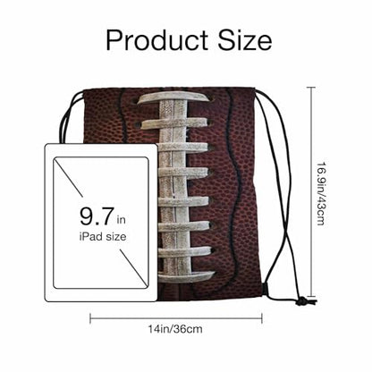 Drawstring Bag American Football Waterproof Basketball Bag Ball with Visible Laces Stitches Pigskin Pattern Stroage Shoes Ball - color: Football