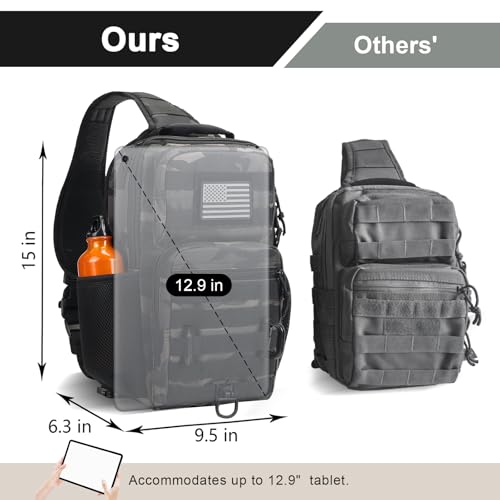 Rover Sling Pack Tactical Shoulder Sling Bag Backpack with Bottle Holder Crossbody Chest Bag, Black Camo - color: Black Camo