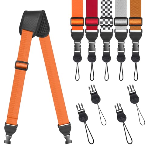 FIEIL Universal Shoulder Strap, Sandwich Mesh Padded Neck Lanyard, Replacement Comfortable Bag Strap for Camera, Cellphone Tablet,iPad, Laptop, Luggage Bag, Binocular(Orange) - color: Orange