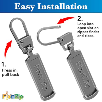 FixNZip Medium to Large Black Nickel Zipper Pull Replacements (4-Pack) | Universal Clip-On Pull Tabs for Zipper Repair, Sliders & Luggage, Jackets, Backpacks, Tents, Sleeping Bags & Outdoor Gear - color: Black Nickel