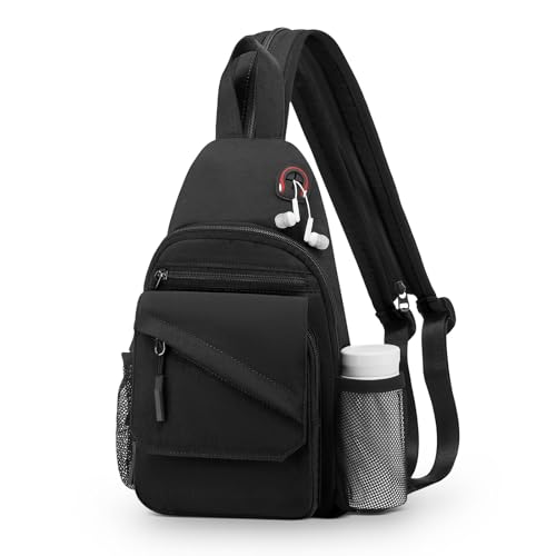 Small Crossbody Bag Casual Sling Bag for Men, Convertible Backpack, 3-in-1 Anti-Theft Shoulder Bag Trendy Daypack for Travel, Black - color: Black, size: Small
