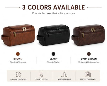 Personalized Leather Toiletry Bag for Men, Suitable Gifts for Father's Day and Wedding Party Groomsmen