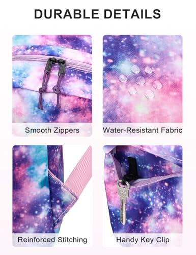 VASCHY Backpack for School, Lightweight Water Resistant Bookbag Casual Daypack for Middle School Teen Girls Pink Galaxy - color: Pink Galaxy