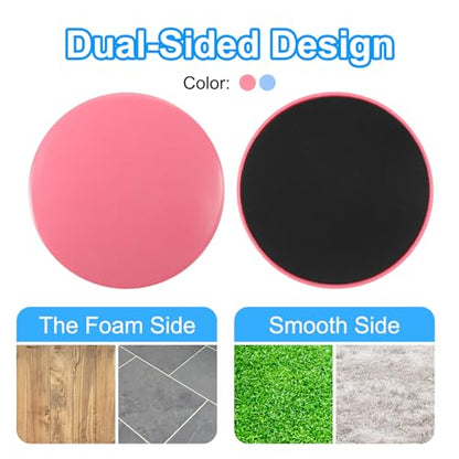 PATIKIL Core Sliders for Working Out 6.9", 8 Packs Dual Sided Exercise Sliders Fitness Workout Discs Strength Slides Discs for Gym Carpet Hardwood Floor, Pink/Blue