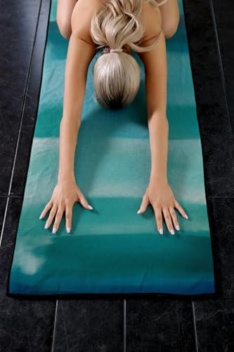 Eunzel Hot Yoga Towel, Non Slip Yoga Mat Towel Sweat Absorbent Printed Yoga Towel with Grip Dots for Hot Yoga, Pilates and Workout 72"x 24", Teal Flow - color: Teal Flow
