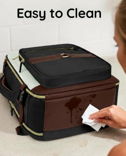 Taygeer Frontier Airlines Personal Item Bag 18x14x8, Carry on Backpack 40L | Underseat Travel Backpack for Women & Men with Makeup Compartment & Wet Bag, Fits Spirit Frontier Allegiant, Black Brown - color: Black