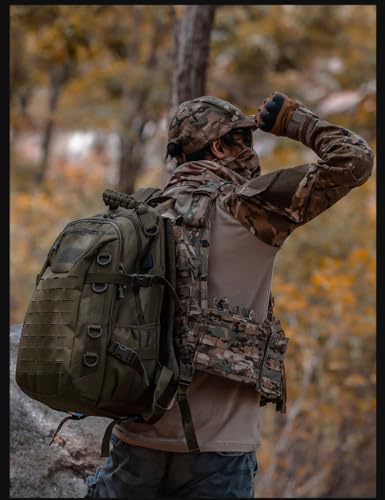 Heavy duty zipper military backpack Outdoor Tactical Backpack，Nylon canvas Knapsack，hiking camping travel Backpack， 3-day backpack，water resistant (army green) - color: Army Green