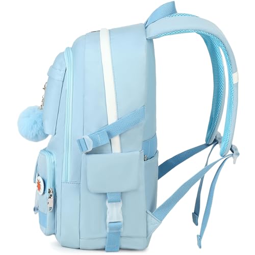 Spotted Tiger School Backpack for Girls Backpack with Lunch Box Anime Bookbag School Bag Kawaii Backpack Set for Teen Girls (Blue) - color: Blue
