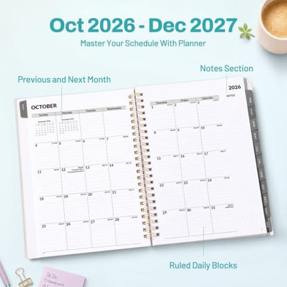 SUNEE 2027 Planner, Weekly and Monthly Calendar Planner, January 2027-December 2027, Daily Agenda with Tabs, Note Pages, Spiral Binding, 6"x8.3", Pastel Garden - color: Pastel Garden