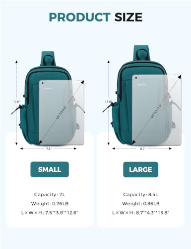 ECOHUB Small Crossbody Bags for Women Men, Anti-Theft RFID Blocking Sling Backpack with Sturdy SBS Zippers Water Resistant Chest Shoulder Bag Daypack with 9 Pockets Travel Work Hiking, Teal - color: Small-turquoise
