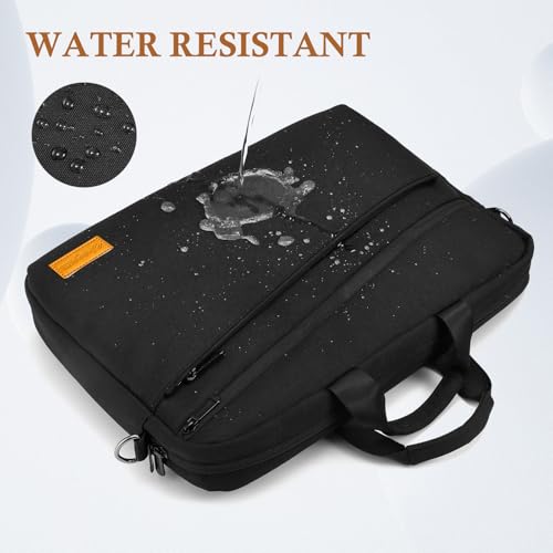 bagasin 17 17.3 inch Laptop Computer PC Shoulder Bag Carrying Case, Water-Repellent Fabric Briefcase, Lightweight Toploader, Business Casual or School - color: Black, size: 17-17.3