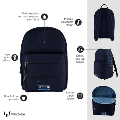 Messi Lifestyle Backpack, Bookbag with Pockets & Adjustable Straps
