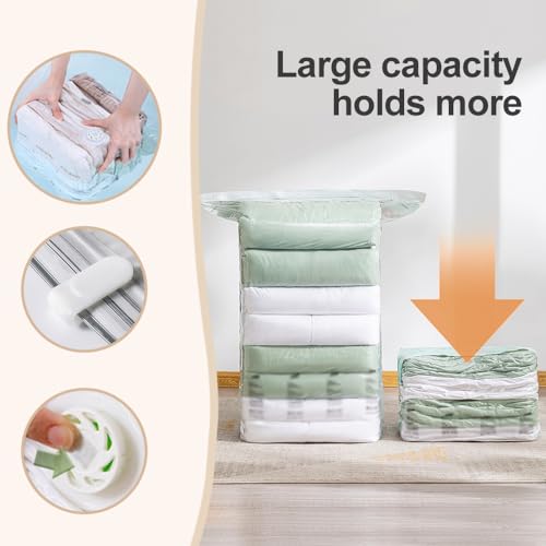No‑Pump Vacuum Storage Bags, 2026 New Storage Compression Bags, Large Cube Vacuum Seal Bags, Heavy-Duty Press & Seal for Clothes, No Pump Needed (Large 4PCS) - color: Large 4PCS