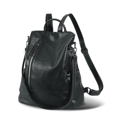 Women Backpack Purse PU Leather Anti-theft Casual Shoulder Bag Fashion Ladies Satchel Bags - color: Black, size: Medium