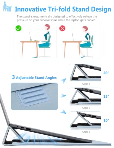HYZUO 13.3-14 Inch Laptop Sleeve Case Bag with Adjustable Stand for MacBook Pro 14 M5/M4/M3/M2/M1 Pro/Max A3426 A3427 2026-2021, MacBook Air/Pro 13.3, 13.8-13.5 Surface Laptop, Pale Blue - color: Pale Blue, size: 13.3-14 Inch
