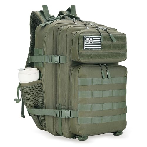 Lovelinks21 45L Tactical Assault Backpack 3 day assault pack with Molle Waterproof backpack Rucksack for Tactical Backpacks (Army green) - color: Army Green