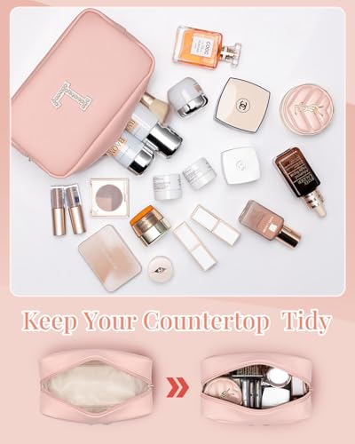 VLANDO Graduation Gifts,Girls Makeup Bag Travel Bag Makeup Pouch for Bridal Shower Gifts Wedding Gift Pearl Patch Makeup Purse for Teen Girls Trendy Stuff Letter A - color: 03-Pink-A