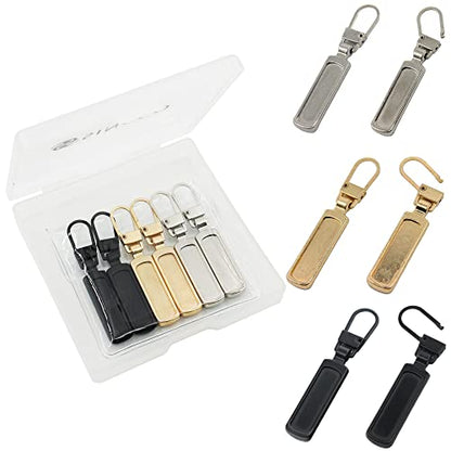 SINCCO 6 Pcs Zipper Pull Replacement, Universal Zipper Pull Tab Fixer Metal Zipper Head Handle Mend Repair Kit for Jacket Purse Backpack Luggage Boot, Multicolor - color: Multicolor