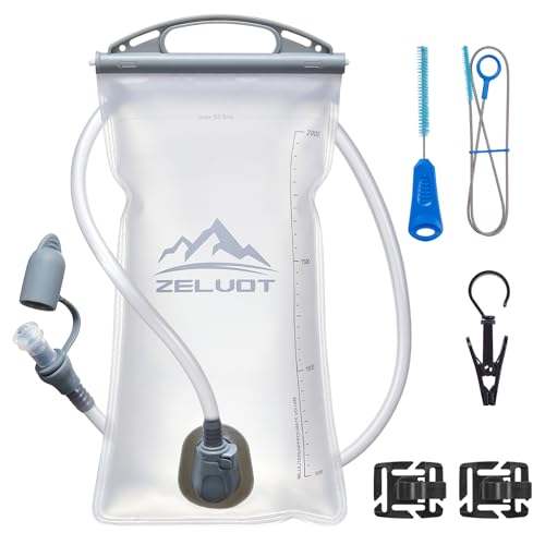 Zelvot 2L-3L Hydration Bladder Kit, 6 in 1 Water Bladder for Hiking Backpack, BPA Free Leakproof Water Storage Bladder with Cleaning Kit, Water Pouch Hydration Pack - size: 2L + Cleaning Kit