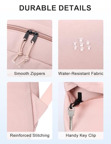 VASCHY Lightweight Backpack for School, Water Resistant Classic Bookbag with Side Pockets for Girls,Kids,Teens Blush Pink - color: Blush Pink