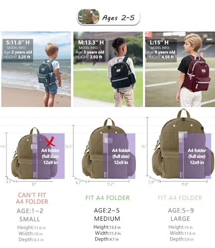 atgark Toddler Backpack for Boys 2-5: Preschool Kindergarten Backpack - 13" Daycare Backpack Fit A4 Folder - color: Peanut, style: Ages 2-5 (13" H Fit A4 Folder)