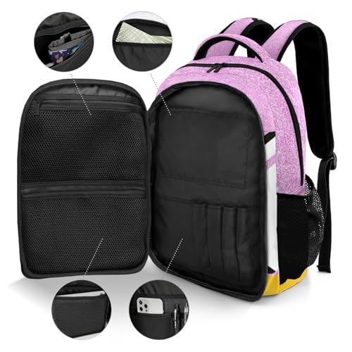 Pink Volleyball Print Shoulder Backpack Bag for Sports Camping Hiking Travelling - color: Muilti 7