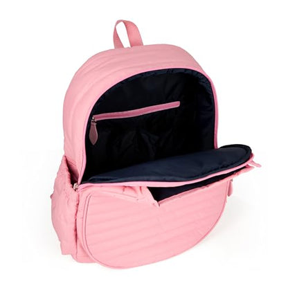 Ame & Lulu Game On Tennis Backpack - Contains Padded & Adjustable Straps - Two Exterior Water Bottle Pockets - color: Light Pink Puffer