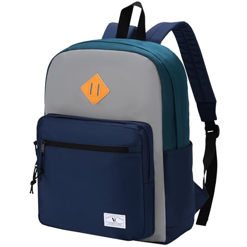VX VONXURY Backpack for Men Women, Lightweight Kids School Bag, Classic Basic Laptop Bookbag for College Work Travel Hiking - color: Inky Green Blue