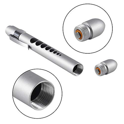 Aokin Medical Pen Light for Nurse Doctor, Reusable LED Medical Penlight Flashlight with Pupil Gauge and Ruler, White Light, Silver - color: Silver