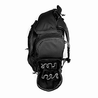 K-Cliffs Tactical Range Backpack – Lockable Bag for 5 Handguns Pouches – 900D Water‑Resistant with Rain Cover & USA Patch - color: Black With 5 Pouches