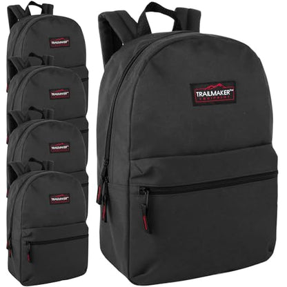 Trail maker 24 Pack 17 Inch Backpacks in Bulk Backpacks for Boys, Girls, School, and Homeless Donation - color: Black