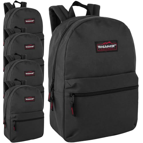 Trail maker 24 Pack 17 Inch Backpacks in Bulk Backpacks for Boys, Girls, School, and Homeless Donation - color: Black