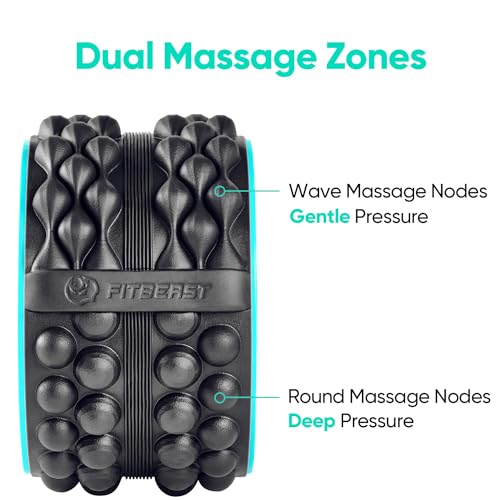 FitBeast Back Roller, Back Wheel Foam Roller - Targeted Muscle Roller for Deep Tissue Massage, Back Stretcher - color: Blue, size: 12''