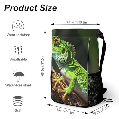Fitness Drawstring Backpack Waterproof Gym Bag Green Geckos Lightweight Dry And Wet Separation Swim Bag