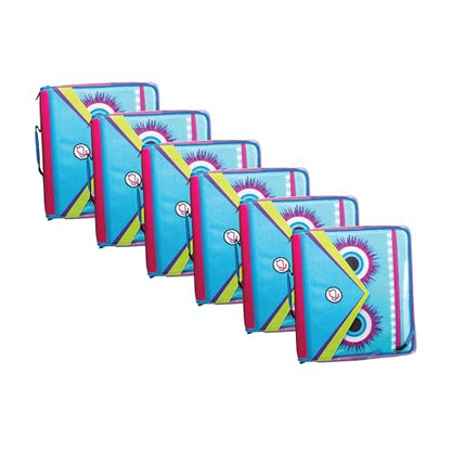 Case it 6 Pack Universal Monster Eye Zipper Binder with Removable Laptop Sleeve, 2-Inch O Rings, Shoulder Strap, LT-307-ME-C-MAG, Magenta - color: Magenta, size: 6 Pack