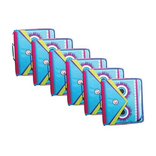 Case it 6 Pack Universal Monster Eye Zipper Binder with Removable Laptop Sleeve, 2-Inch O Rings, Shoulder Strap, LT-307-ME-C-MAG, Magenta - color: Magenta, size: 6 Pack