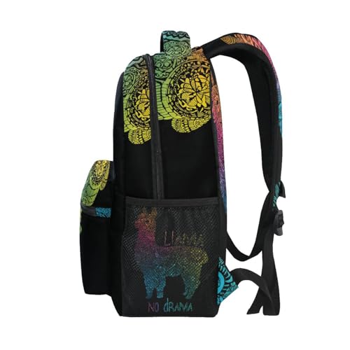 ALAZA Rainbow Llama No Drama Boho Backpack for Kids Boys Girls Student Laptop iPad Tablet Travel School Bag with Multiple Pockets - color: Llama