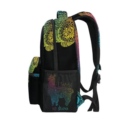 ALAZA Rainbow Llama No Drama Boho Backpack for Kids Boys Girls Student Laptop iPad Tablet Travel School Bag with Multiple Pockets - color: Llama