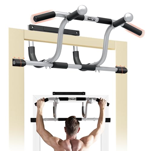 Yes4All Heavy Duty Wall Mounted Pull Up Bar, Over Door Pull Up Bar for Doorway, Multi Grip Chin Up Bar, Sturdy Strength Training Bars & Durable Gym Bar for Home Exercise - style: Elevated Doorway Pull Up Bar