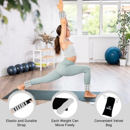 Ankle and Wrist Weights for Women & Men, Adjustable Arm & Leg Weights Set of 2 (1 lb/2 lb Each) Soft Silicone Weighted Bands Weighted Bracelet for Pilates Yoga Dance Walking Running Swimming Water Pool Home Gym Fitness Workout Jogging Gymnastics Aerobics