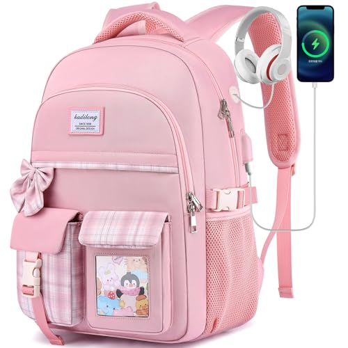 School Bookbag for Teen Girls,Laptop Backpack for Women College,Mochilas Mujer Morrales Escuela Niñas - color: Pink, size: 15,6 inch