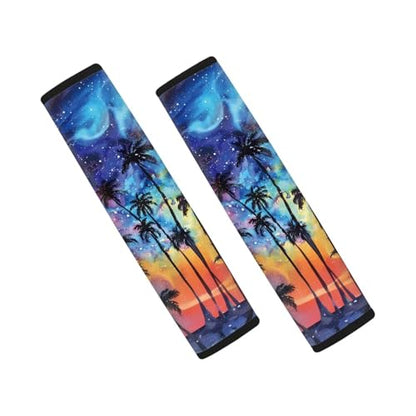 Dreaweet Sunset Palm Tree Seat Belt Cover Pad Hawaiian Print Car Accessories Seatbelt Covers for Women Girly,Soft Seatbelt Cushion Seat Belt Covers - color: Sunset Palm Tree